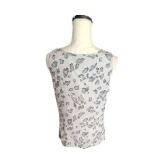 Ann Taylor Sleeveless Evening Business Silk Blouse with Gray Animal Print - Picture 2 of 5